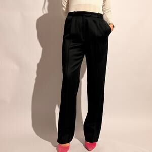 Italian Wool High-Waisted Tuxedo Pants - Fits Size 2